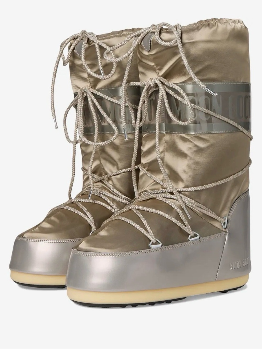 Moon Boot Glance Champagne Metallic Lace-Up Winter Boots